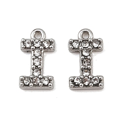 Letter I 304 из нержавеющей стали амулеты горный хрусталь, цвет нержавеющей стали, Буква "i", 9.5x5.5x2, отверстие : 1 мм