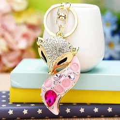 Pink Diamond Fox Sparkling Diamond Fox Car Keychain Women's Bag Charm Metal Keyring Gift