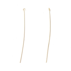 Real 18K Gold Plated Brass Eye Pins, for Jewelry Making, Real 18K Gold Plated, 18 Gauge, 70x3.5mm, Hole: 1mm