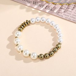 Style 1 Chic Elastic Bracelet with Wooden Beads and Letter Charms - Trendy Personalized Jewelry