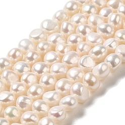 PapayaWhip Natural Cultured Freshwater Pearl Beads Strands, Two Sides Polished, Grade 6A+, PapayaWhip, 5.5~6.5x7~7.5x5.5~6mm, Hole: 0.5mm, about 55~56pcs/strand, 13.78~13.98 inch(35~35.5cm)
