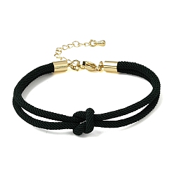 Dark Slate Gray 3MM Round Nylon Braided Cord Bracelet Making, Knot, with Golden 202 Stainless Steel Lobster Clasp & Brass Finding, Dark Slate Gray, 6.69x0.39 inch(17x1cm)