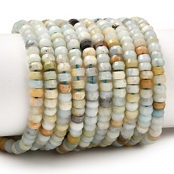 Flower Amazonite Натуральный цветок амазонитовые бусины пряди, рондель, граненые, 4x2.5 мм, отверстие : 0.9 мм, около 151~155 шт / нитка, 14.57''~14.96'' (37~38 см)