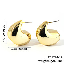 Teardrop Геометрические блестящие пластиковые серьги-гвоздики, золотые, слеза, 25x22 мм