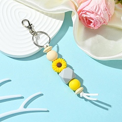 Желтый Подвески из силиконовых бусин в виде подсолнуха, с поворотными застежками сплава, желтые, 15 см