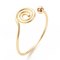 Golden Copper Wire Wrap Vortex Open Cuff Ring for Women, Golden, US Size 9(18.9mm)