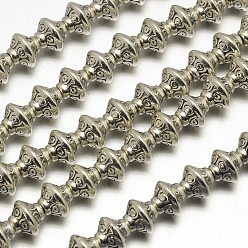Antique Silver Tibetan Style Bicone Alloy Bead Strands, Lead Free & Cadmium Free, Antique Silver, 7x6mm, Hole: 2mm, about 34pcs/strand, 8 inch