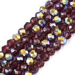 Серо-розавый Нити из прозрачных стеклянных бусин-ронделей с цветным покрытием ab, граненые, увядшая роза, 4x3.5 мм, отверстие : 0.6~0.9 мм, около 105~115 шт / нитка, 14.37~16.14'' (36.5~41 см)