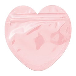 Pink Heart Shaped Plastic Packaging Yinyang Zip Lock Bags, Top Self Seal Pouches, Pink, 10x10x0.15cm, Unilateral Thickness: 2.5 Mil(0.065mm)