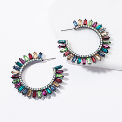 colorful Radiant Acrylic Inlaid Diamond Earrings - Simple, European and American Style.