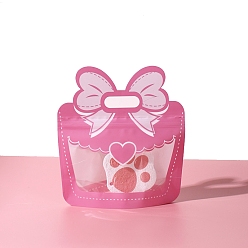 Pink Пластиковые пакеты для конфет с застежкой-молнией в форме банта, многоразовые упаковочные пакеты, верхнего уплотнения, самозапечатывающиеся пакеты для печенья подарок, розовые, 21x18 см