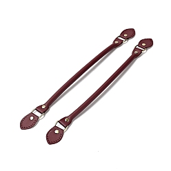 Dark Red Leaf End Microfiber Leather Sew on Bag Handles, with Alloy Studs & Iron Clasps, Bag Strap Replacement Accessories, Dark Red, 39.5x3.15x1.25cm