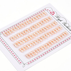 Персиковый Слойка Сорт 3бусины из натурального культивированного пресноводного жемчуга, половине просверлил, полукруглые бусины, розовые, 4~5x3~3.5 мм, отверстие : 0.9~1 мм