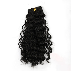 Black High Temperature Fiber Long Instant Noodle Curly Hairstyle Doll Wig Hair, for DIY Girl BJD Makings Accessories, Black, 7.87~9.84 inch(20~25cm)