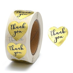 Золотистый 1 дюймовые благодарственные наклейки, самоклеящаяся наклейка из крафт-бумаги, клейкие этикетки, формы сердца, золотые, Сердце: 25x25 mm, 500шт / рулон