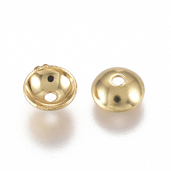 Золотой 304 из нержавеющей стали шарик крышки, безлепестковый, золотые, 4x1.5 мм, отверстие : 0.8 мм