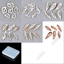 Seashell Color 18Pcs 6 Styles Natural Shell Big Pendants, Shell Slice Charms, Seashell Color, 28~66x9.5~34x4~11mm, Hole: 1.5~15mm, 3pcs/style