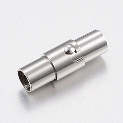 Stainless Steel Color Smooth 304 Stainless Steel Column Locking Tube Magnetic Clasps, Stainless Steel Color, 18x8.5mm, Hole: 6mm