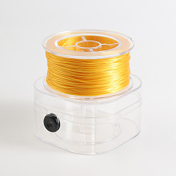Gold Flat Elastic Crystal String, Elastic Beading Thread, for Stretch Bracelet Making, Gold, 0.8mm, about 109.36 Yards(100m)/Box
