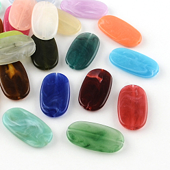 Mixed Color Oval Imitation Gemstone Acrylic Beads, Mixed Color, 29x16x4mm, Hole: 1.5mm, about 390pcs/500g