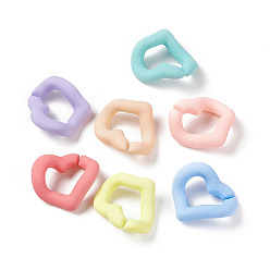 Mixed Color Opaque Acrylic Linking Rings, Quick Link Connectors, Macaron Color, Twisted Heart, for Curb Chain Making, Mixed Color, 18x20.5x8mm, Inner Diameter: 7.5x12mm