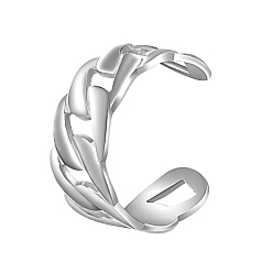 Stainless Steel Color Stainless Steel Curb Chain Style Cuff Rings, for Women Men, Stainless Steel Color, 10mm, Inner Diameter: 21mm
