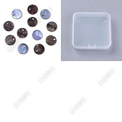 Bleu Royal Pendentifs shell akoya naturel, breloques rondes plates en nacre, teint, bleu royal, 10x0.5mm, Trou: 1.5mm