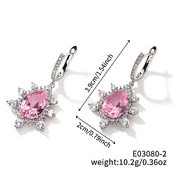 Светло-Персиковый Блестящие минималистичные модные латунные серьги-кольца в форме слезы, со стразами, платина, светлый персик, 39x20 мм