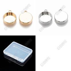 Mixed Color 24Pcs 2 Colors Brass Pendant Cabochon Settings, Plain Edge Bezel Cups, Flat Round, Nickel Free, Mixed Color, Tray: 12mm, 16x13.5x3.5mm, Hole: 1.5mm