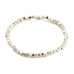 Silver Gold-tone Miyuki Elastic Crystal Beaded Bracelet with Acrylic Tube Beads