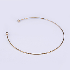 Real 18K Gold Plated 304 Stainless Steel Choker Necklaces, Rigid Necklaces, with Immovable Round Beads, Real 18K Gold Plated,  Inner Diameter: 14x14.5cm, 2mm