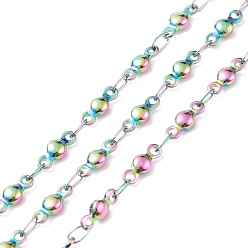 Rainbow Color 304 цепи из нержавеющей стали, плоские круглые цепные цепи, пайки, ионное покрытие (ip), Радуга цветов, 8x3x2 мм, около 32.8 футов (10 м) / рулон