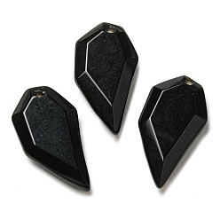 Obsidian Natural Obsidian Pendants, Faceted Half Heart Charms, 27x14x5.5mm, Hole: 1.5mm
