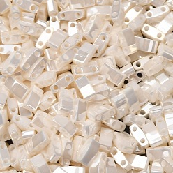 (HTL592) Antique Ivory Pearl Ceylon MIYUKI Half TILA Beads, Japanese Seed Beads, 2 Hole, (HTL592) Antique Ivory Pearl Ceylon, 5x2.3x1.9mm, Hole: 0.8mm, about 250pcs/10g