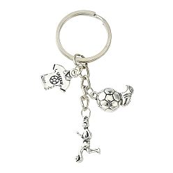 Football Подвеска из сплава на спортивную тематику, с железной фурнитурой, античное серебро, футбол, 7.7 см, Кулон : 19~23 мм