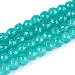 Бирюза Выпечки окрашены имитация нефрита стекловолокна круглый шарик, бирюзовые, 4.5~5 мм, отверстие : 1 мм, около 200~210 шт / нитка, 31.4 дюйм