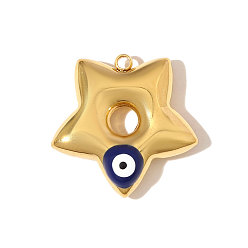 Черный 304 нержавеющей стальной эмали подвески, звезда с чарами от сглаза, ионное покрытие (ip), чёрные, 19x19 мм