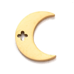 Золотой 304 подвески из нержавеющей стали, луна с крестом амулет, золотые, 10x8x1 мм, отверстие : 1.5x1.5 мм