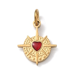 Золотой 304 нержавеющей стальной эмали подвески, сердце со звездными подвесками, золотые, 16.5x14x2.5 мм, Перейти кольцо: 6x1 мм, внутренний диаметр: 3.5 мм