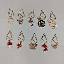 (52) Непрозрачная лаванда 10 шт 10 стили каплевидной формы закладки из углеродистой стали, с подвесками в виде бабочек/грибов/цветов из эмали, золотые, разноцветные, 49~63 мм