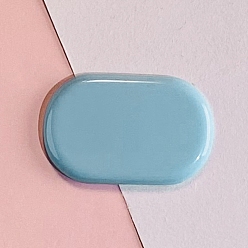 Sky Blue Plastic Snap Hair Clip Finding, Oval, Sky Blue, 43x28mm