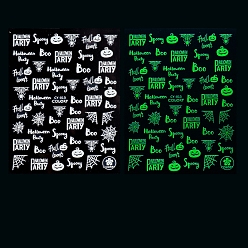 Word Luminous Plastic Nail Art Stickers Decals, Self-adhesive, For Nail Tips Decorations, Halloween 3D Design, Glow in the Dark, Word, 10x8cm