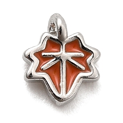 Темно-Оранжевый Латунь эмаль прелести, лист, стойки покрытие, долговечный, без кадмия и без свинца, платина, темно-оранжевый, 6x5x1 мм, отверстие : 0.7 мм