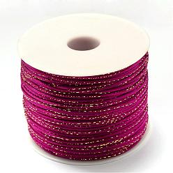 Medium Violet Red Metallic Stain Beads String Cords, Nylon Mouse Tail Cord, Medium Violet Red, 1.5mm, about 100yards/roll(300 feet/roll)