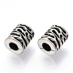 Antique Silver Tibetan Style Alloy European Beads, Large Hole Beads, Cadmium Free & Lead Free, Column, Antique Silver, 10x9x8.5mm, Hole: 4mm