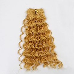 Dark Goldenrod High Temperature Fiber Long Instant Noodle Curly Hairstyle Doll Wig Hair, for DIY Girl BJD Makings Accessories, Dark Goldenrod, 7.87~9.84 inch(20~25cm)