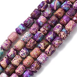 Имперская яшма Натуральные имперские нитки из бисера яшмы, колонка, 7~8x6 мм, отверстие : 1 мм, около 49 шт / нитка, 14.88''~15.08'' (37.8~38.3 см)