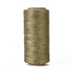 Olive Waxed Polyester Cord, Micro Macrame Cord, Waxed Sewing Thread, Flat, Olive, 0.8mm, about 284.33 yards(260m)/roll