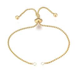 Golden Adjustable 304 Stainless Steel Bracelet Making, Slider Bracelets, for DIY Jewelry Craft Supplies, Golden, Total Length: 9 inch(23cm), 1.5mm, Hole: 2mm