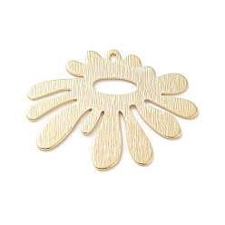 Real 18K Gold Plated Rack Plating Brass Pendants, Flower Charm, Real 18K Gold Plated, 22.5x29x0.5mm, Hole: 1.8x1mm